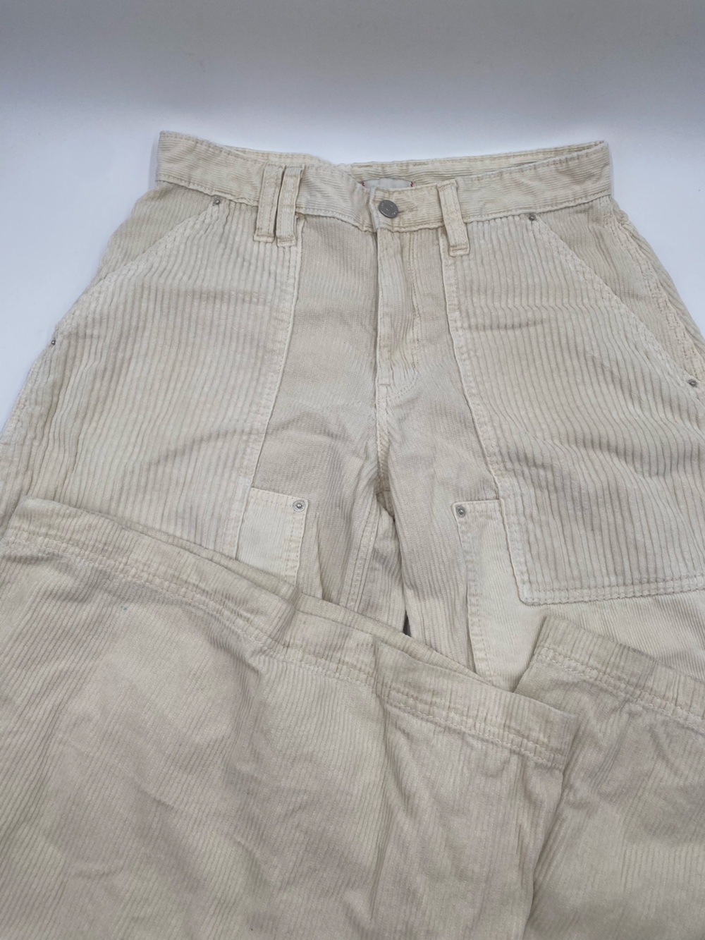 BDG Women’s Cream Corduroy Carpenter Pants Wide Leg Size 4